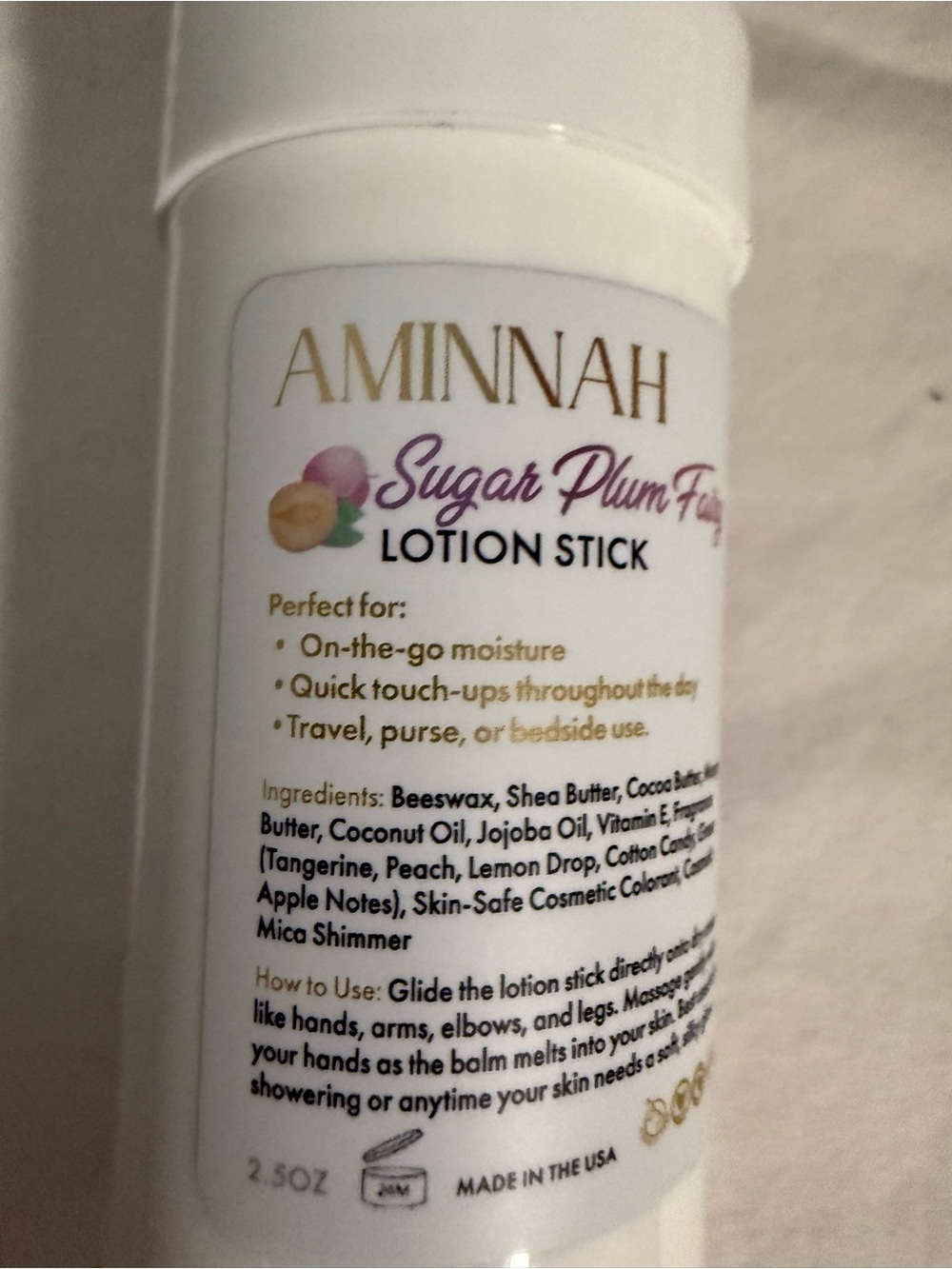 AMINNAH “Sugar Plum Fairy”Lotion Stick! On the go Hydration! Limited Edition NEW - Picture 3 of 8